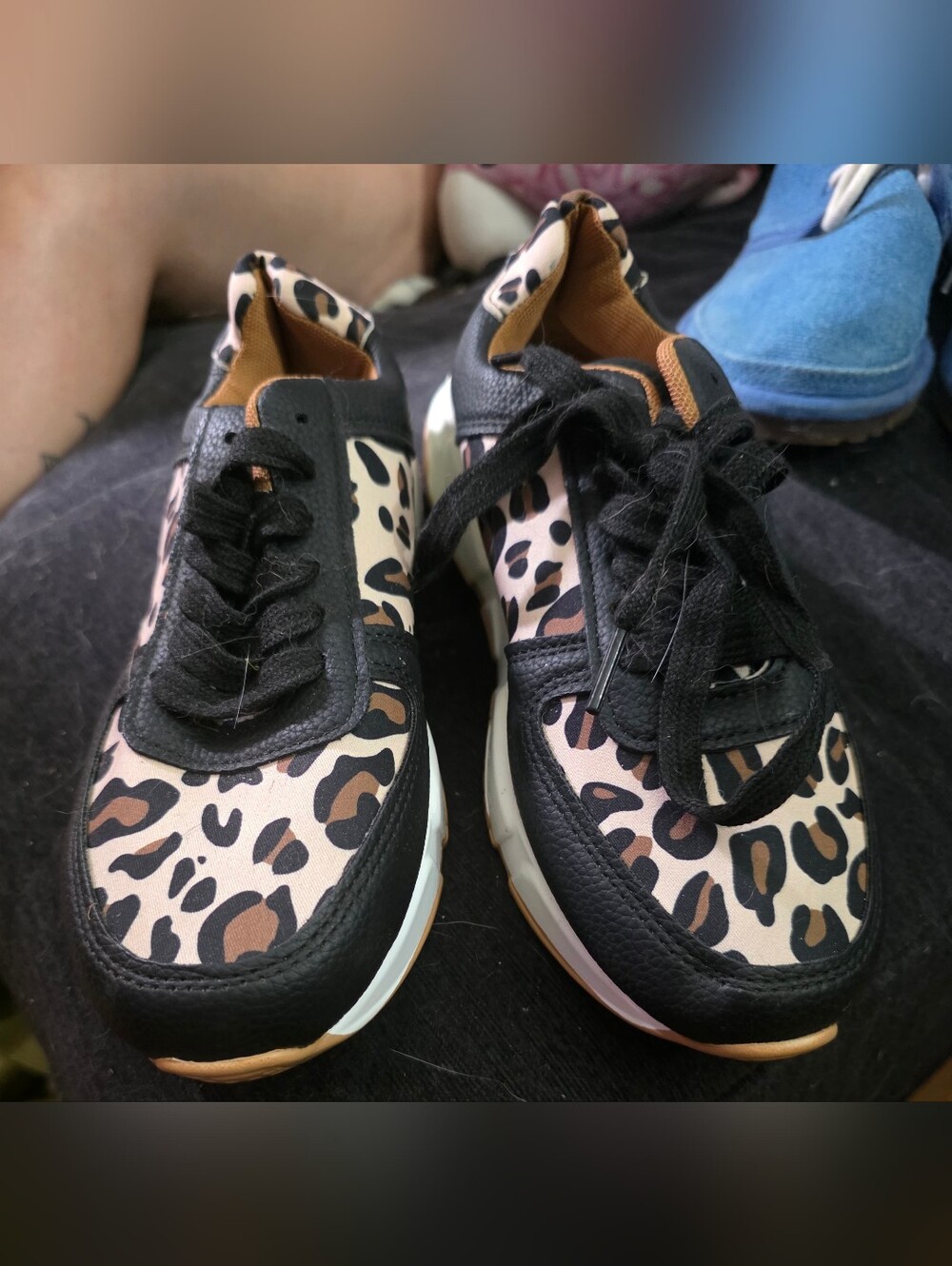 New Leopard Print Women's Fashion Sneakers - Black & Tan